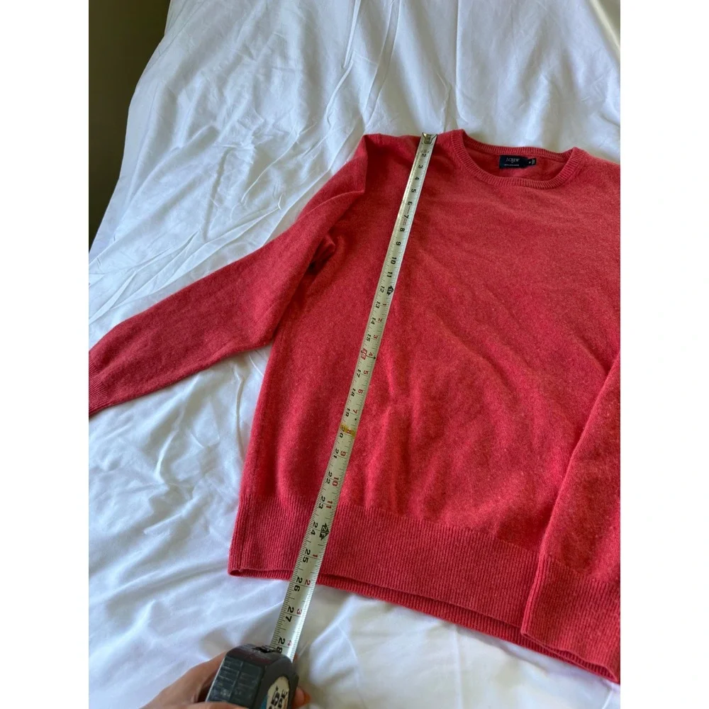 J.Crew Womens 100% Cashmere Crewneck Sweater Coral Red Size M Long Sleeve